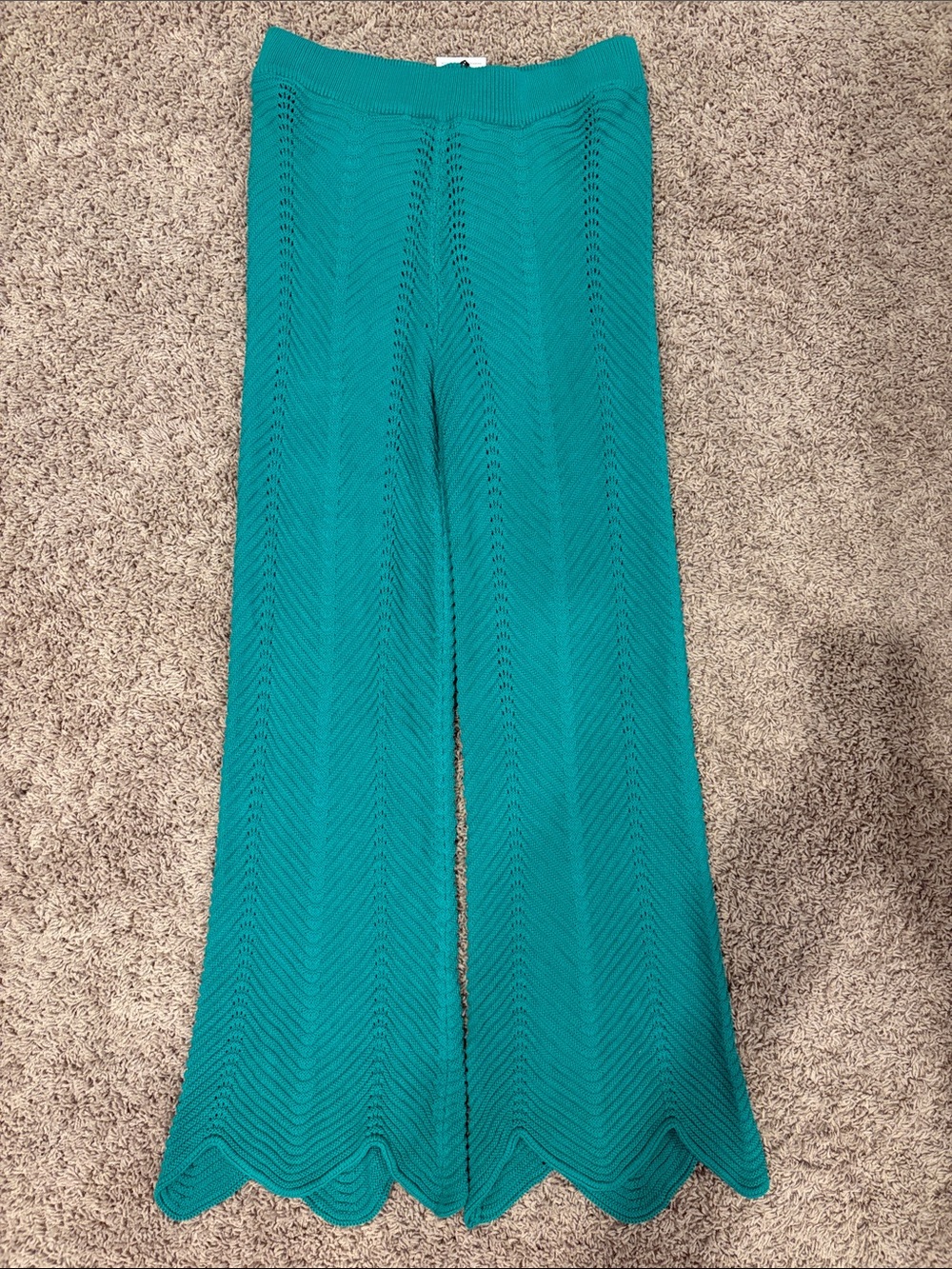 English Factory Teal Wide-Leg Knit Pants